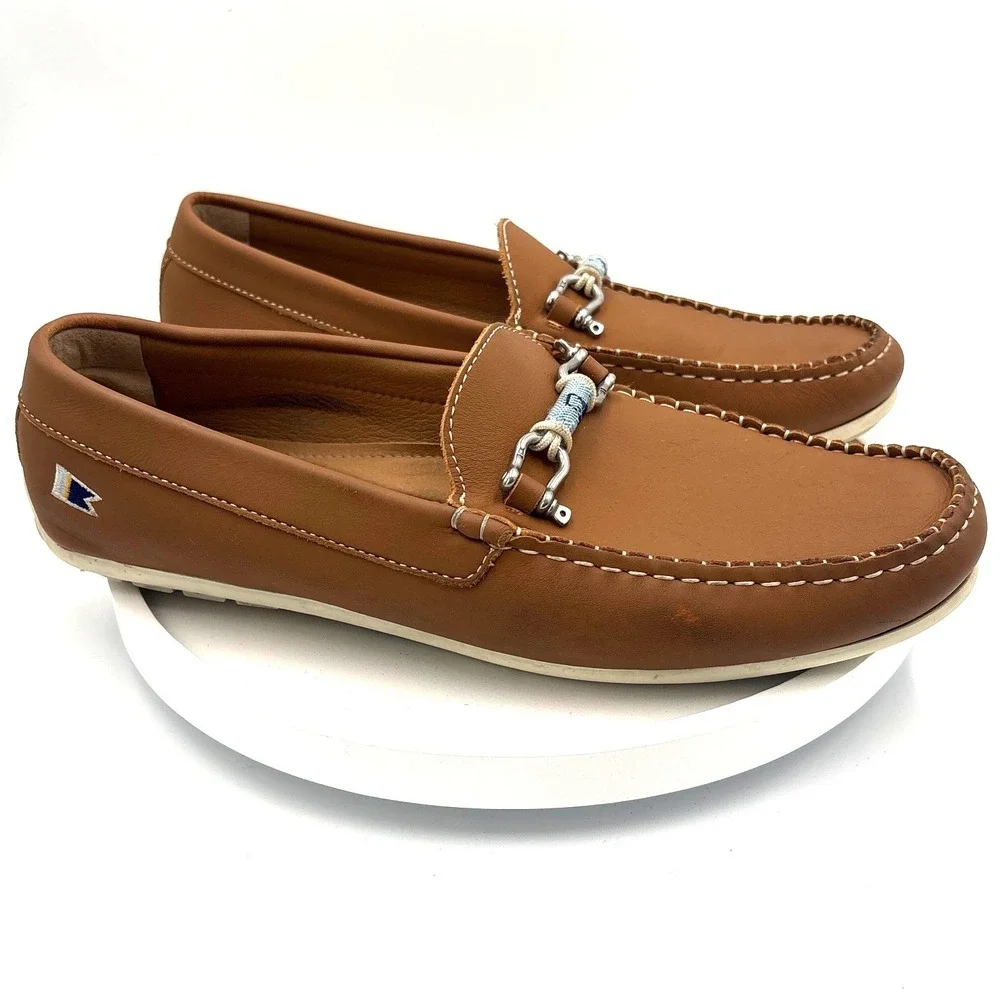 Riomar Admiral Tan Leather Driving Loafers Mens 11.5 EU 45 Made in Portugal